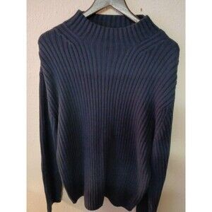 Vintage St. John's Bay Women's Long Sleeve Sweater Size Large Navy Ribbed Y2K